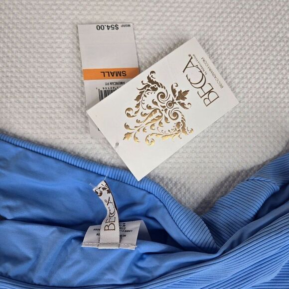 Becca Swim Bikini Bottoms Womens Size Small Ribbed Blue Stretch Nylon - Picture 4 of 4